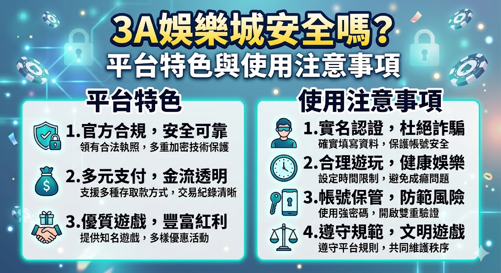 3A娛樂城安全嗎？平台特色與使用注意事項